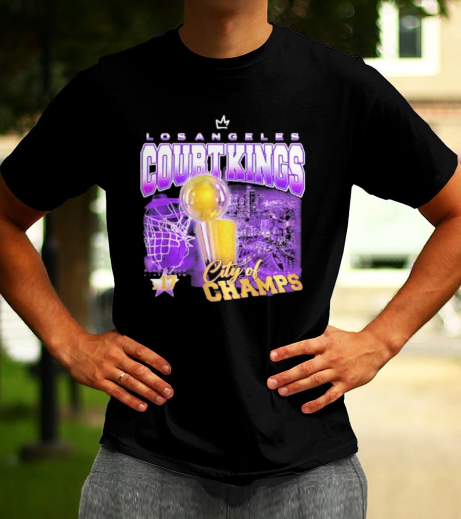 Los Angeles Court Kings City Of Champs 17 Golden Trophy T-Shirt
