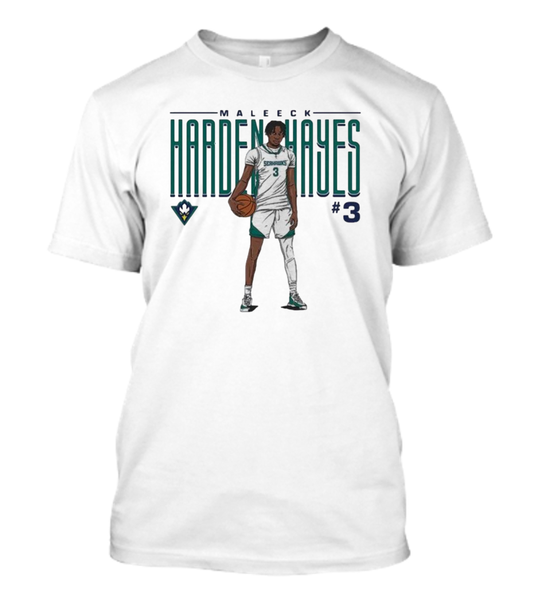 Maleeck Harden Hayes Seahawks #3 Basketball Player T-Shirt