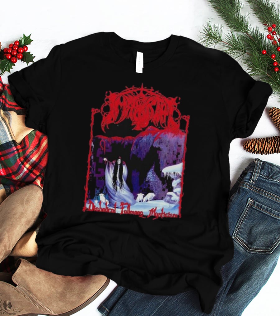 Immortal Diabolical Fullmoon Mysticism Red Logo Snowy Landscape Wraith And Wolves T-Shirt