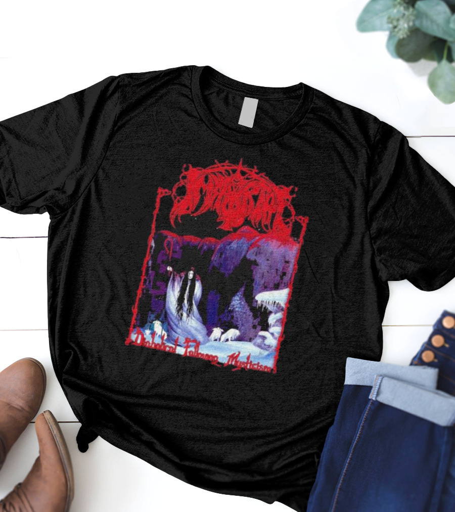 Immortal Diabolical Fullmoon Mysticism Red Logo Snowy Landscape Wraith And Wolves T-Shirt