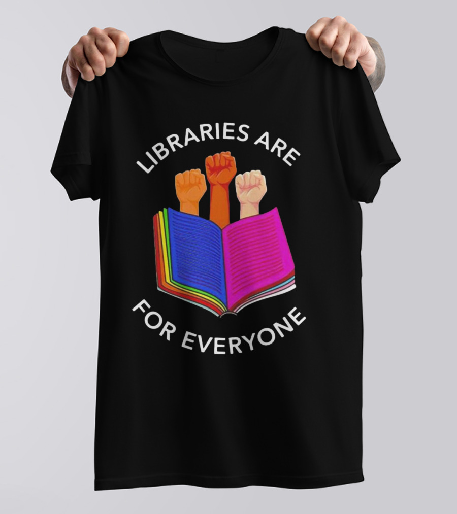 Libraries Are For Everyone Diverse Unity Open Book Fists T-Shirt