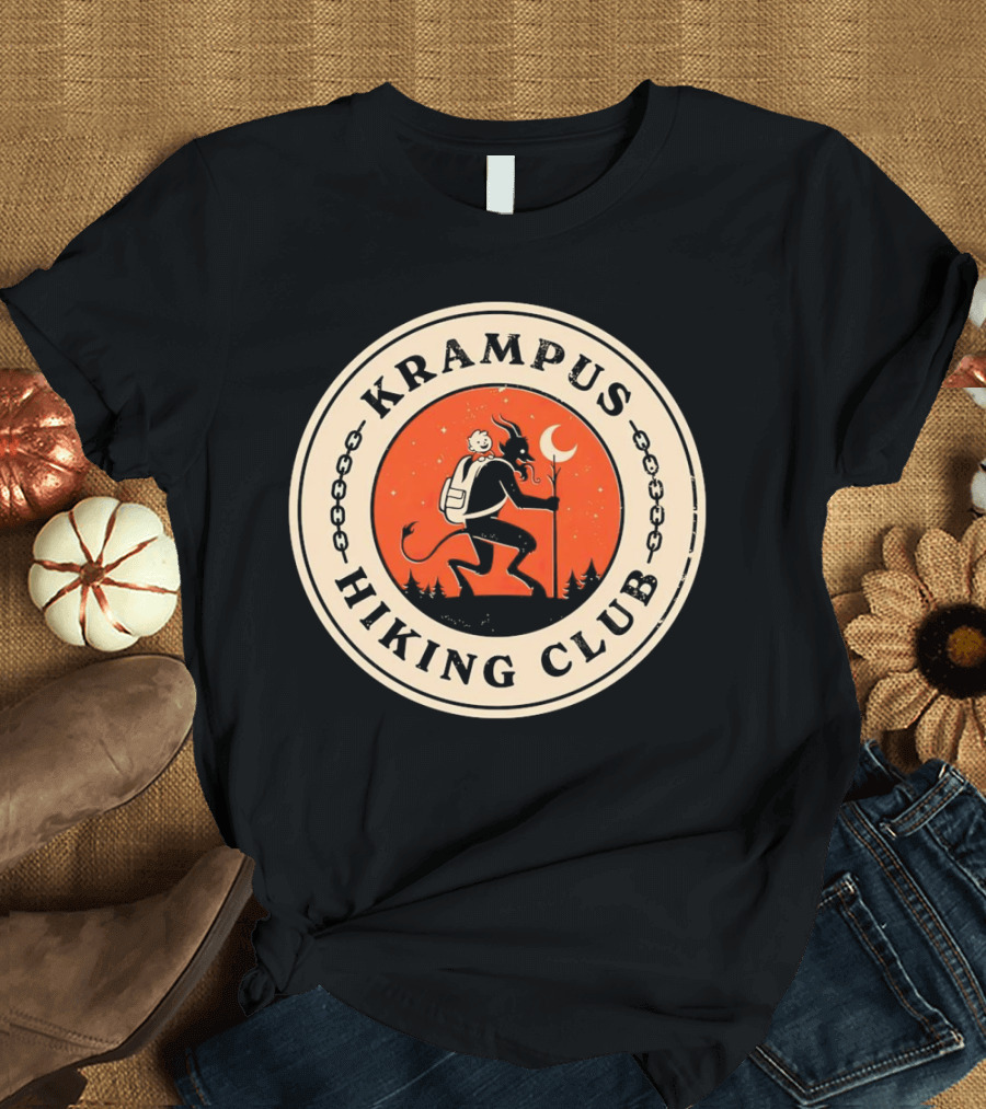 Krampus Hiking Club Moonlit Forest Adventure T-Shirt