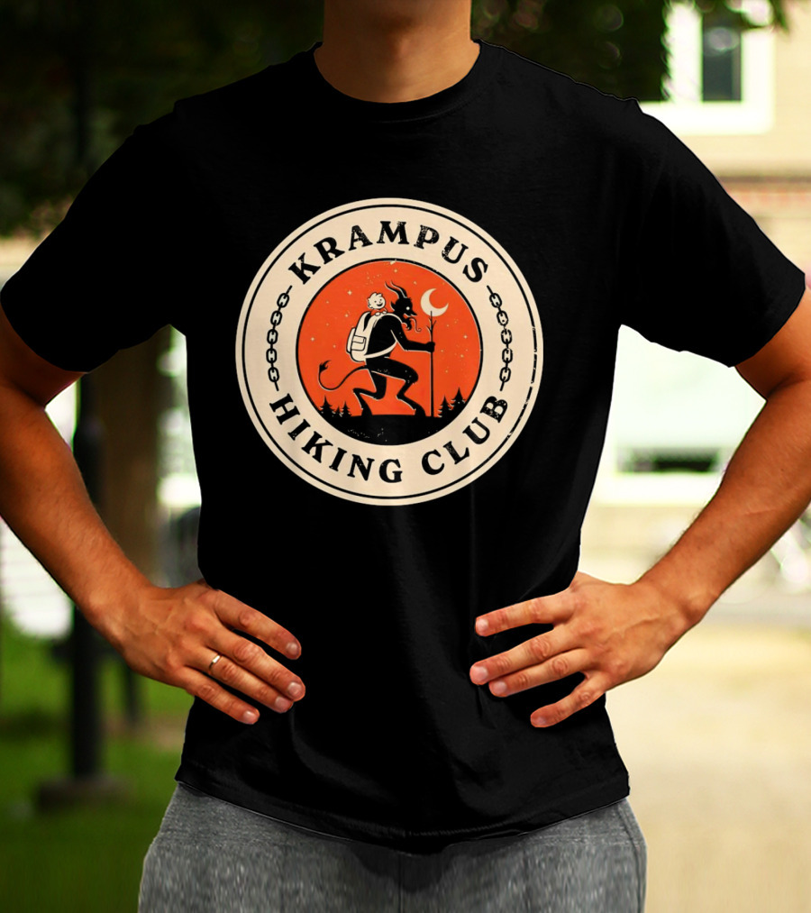 Krampus Hiking Club Moonlit Forest Adventure T-Shirt