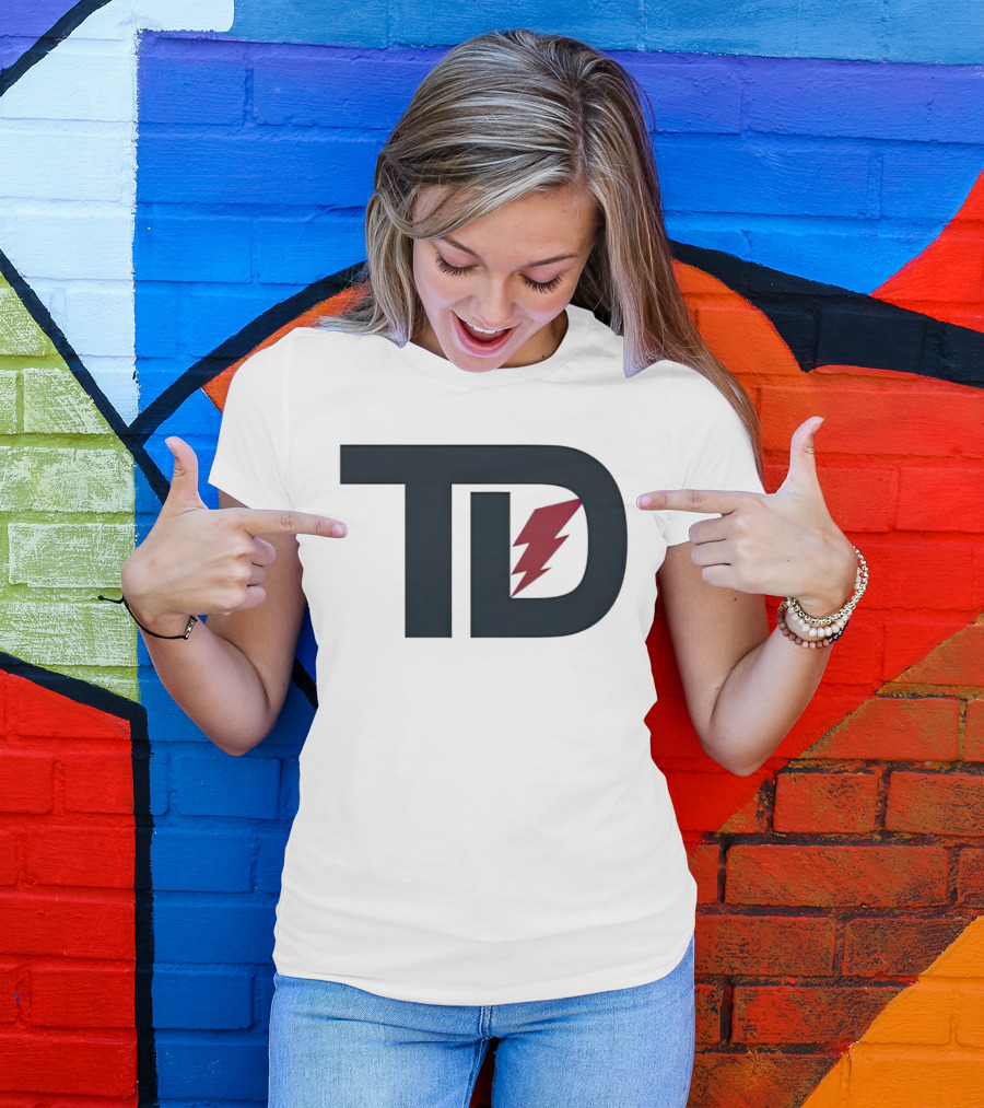 TD Logo With Red Lightning Bolt Tank Dell Houston Texans Football T-Shirt