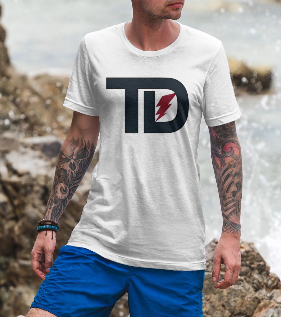 TD Logo With Red Lightning Bolt Tank Dell Houston Texans Football T-Shirt