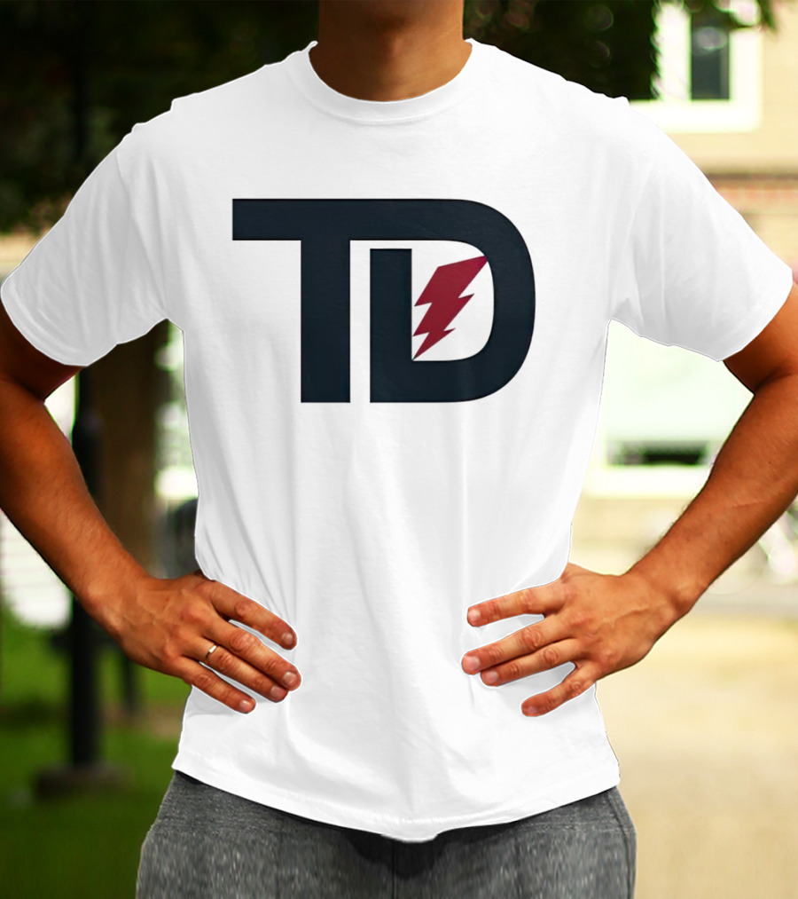 TD Logo With Red Lightning Bolt Tank Dell Houston Texans Football T-Shirt