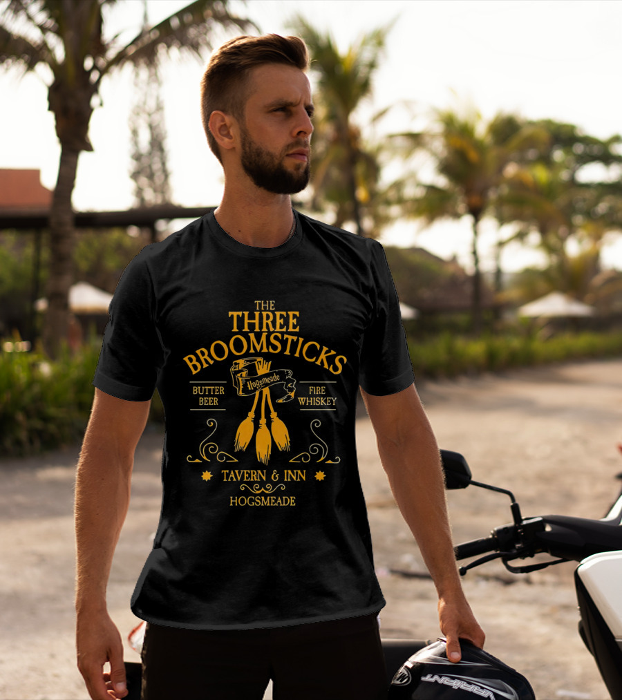 THE THREE BROOMSTICKS HOGSMEADE TAVERN And INN BUTTER BEER FIRE WHISKEY T-Shirt
