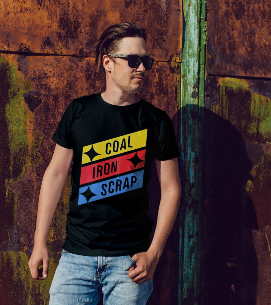 Coal Iron Scrap Pittsburgh Steelers Logo Elements T-Shirt