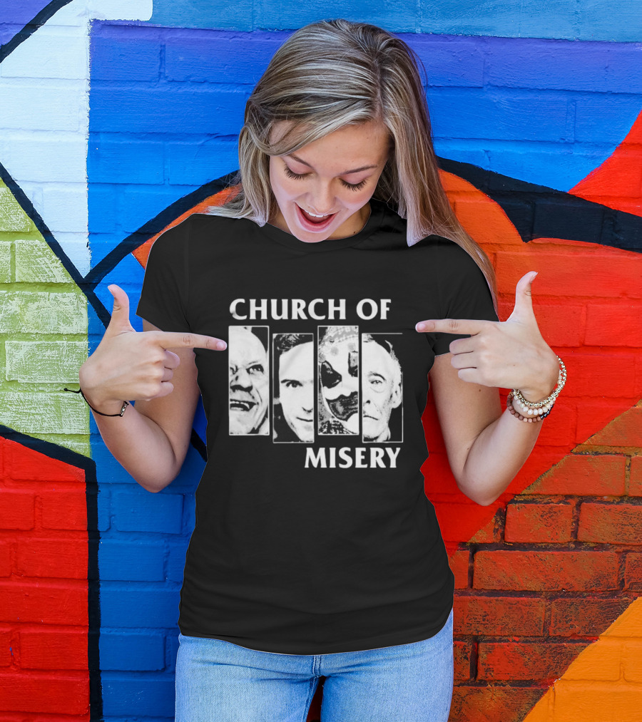 Church Of Misery Serial Killer Portraits Quad Collage T-Shirt