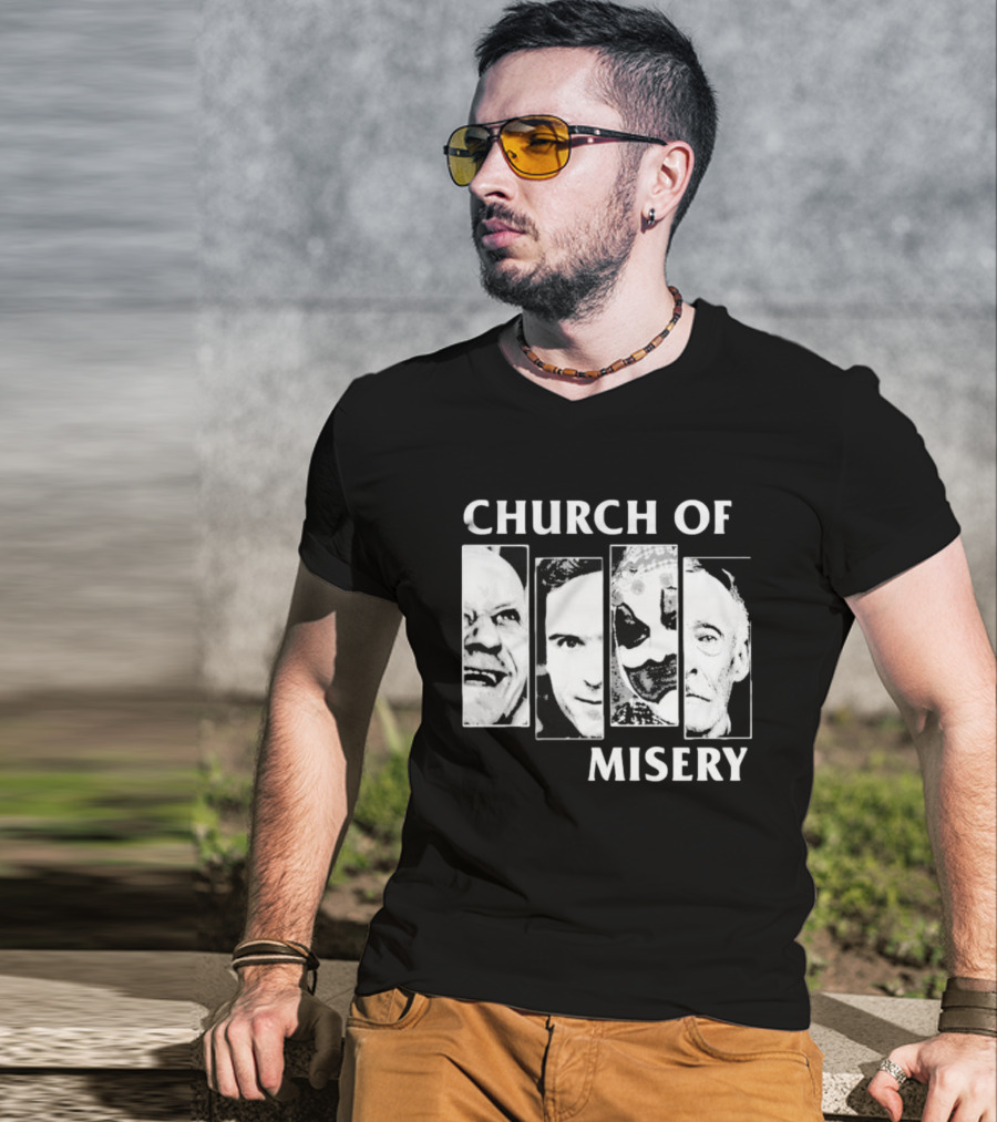 Church Of Misery Serial Killer Portraits Quad Collage T-Shirt