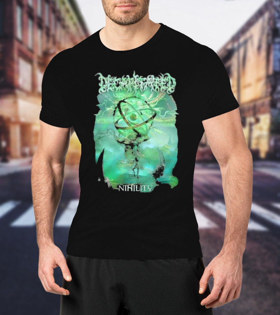 Decapitated Nihility Atomic Symbol Surreal Green Landscape T-Shirt