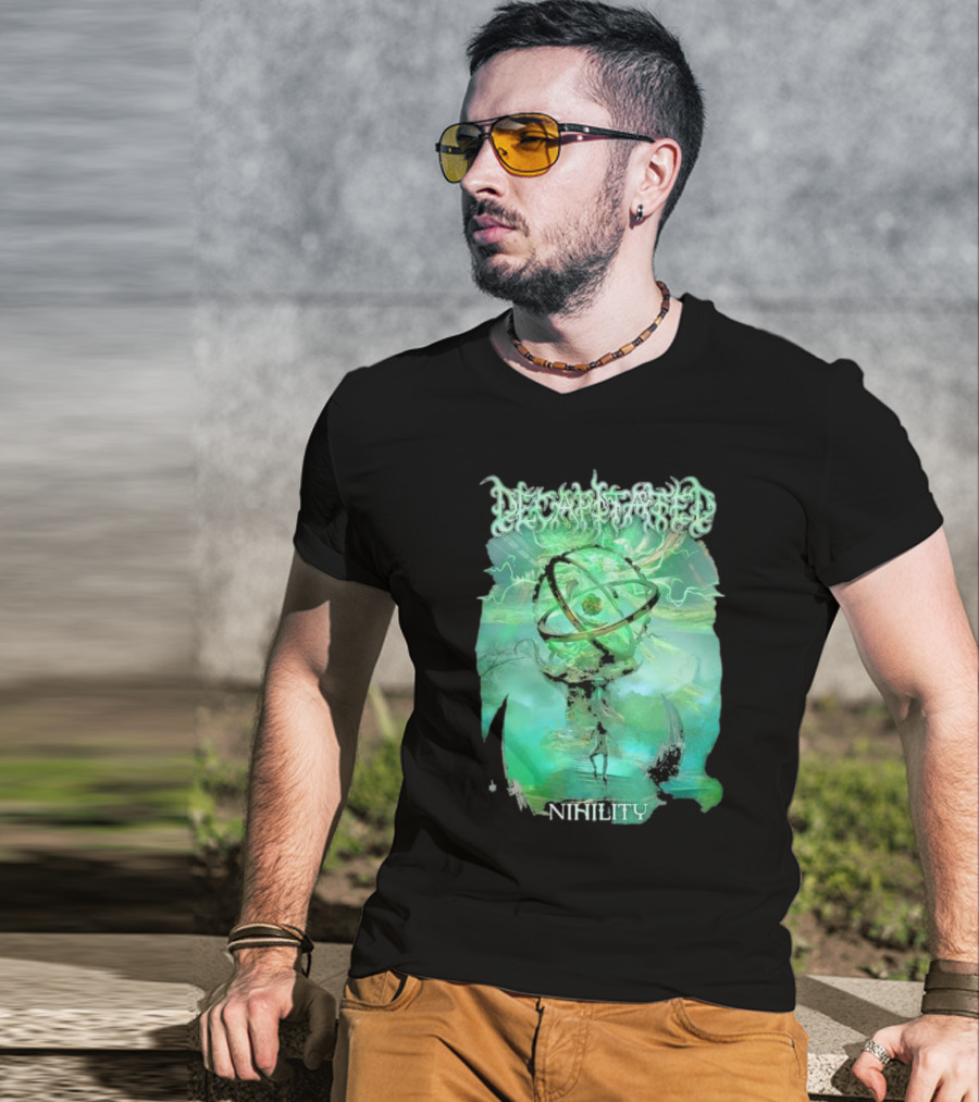 Decapitated Nihility Atomic Symbol Surreal Green Landscape T-Shirt