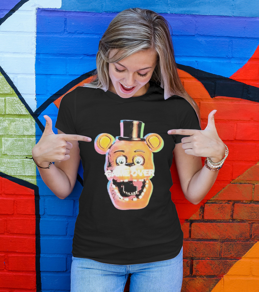Five Nights At Freddy’s Game Over Text Freddy Head With Hat T-Shirt