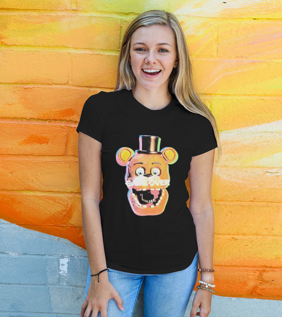Five Nights At Freddy’s Game Over Text Freddy Head With Hat T-Shirt