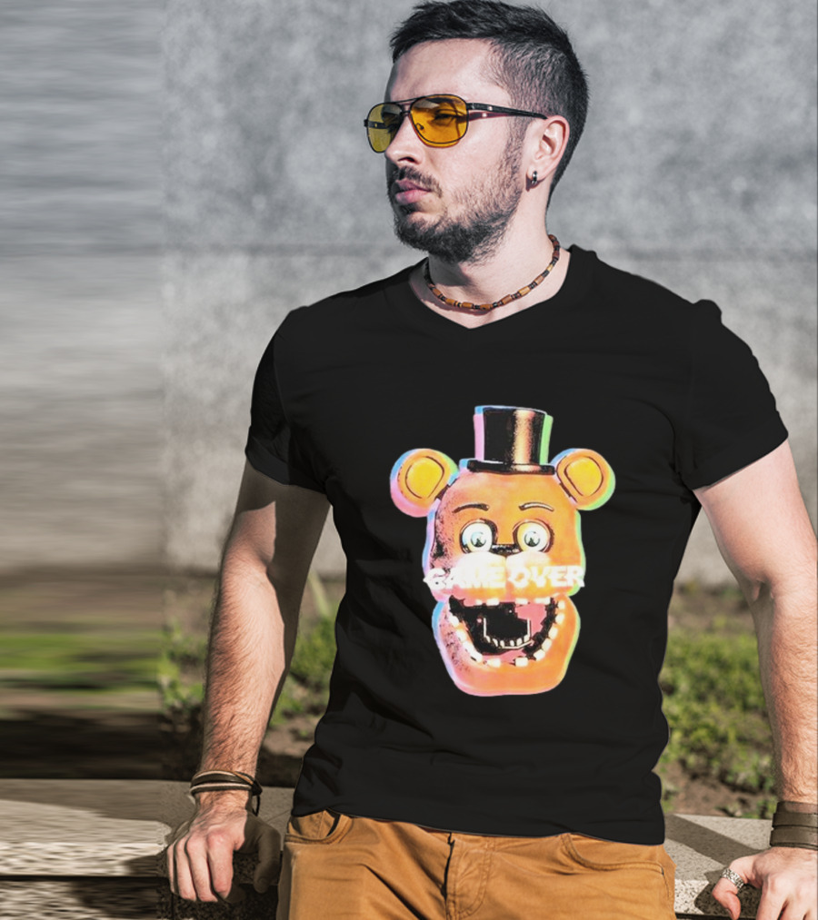 Five Nights At Freddy’s Game Over Text Freddy Head With Hat T-Shirt