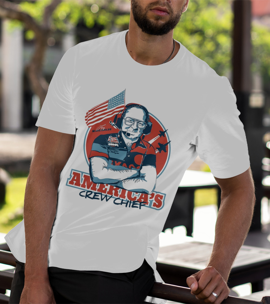Larry McReynolds America's Crew Chief Patriotic Racing Tribute With Flag And Fighter Jets T-Shirt