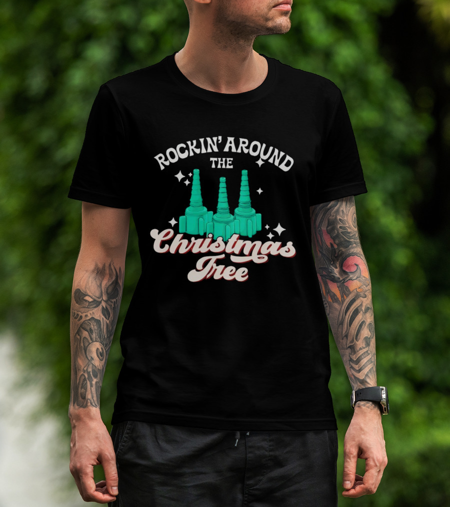 Rockin’ Around The Christmas Tree With Stylized Turquoise Towers T-Shirt