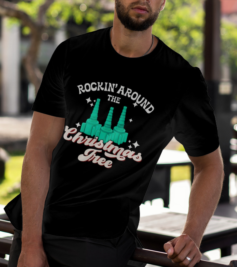 Rockin’ Around The Christmas Tree With Stylized Turquoise Towers T-Shirt