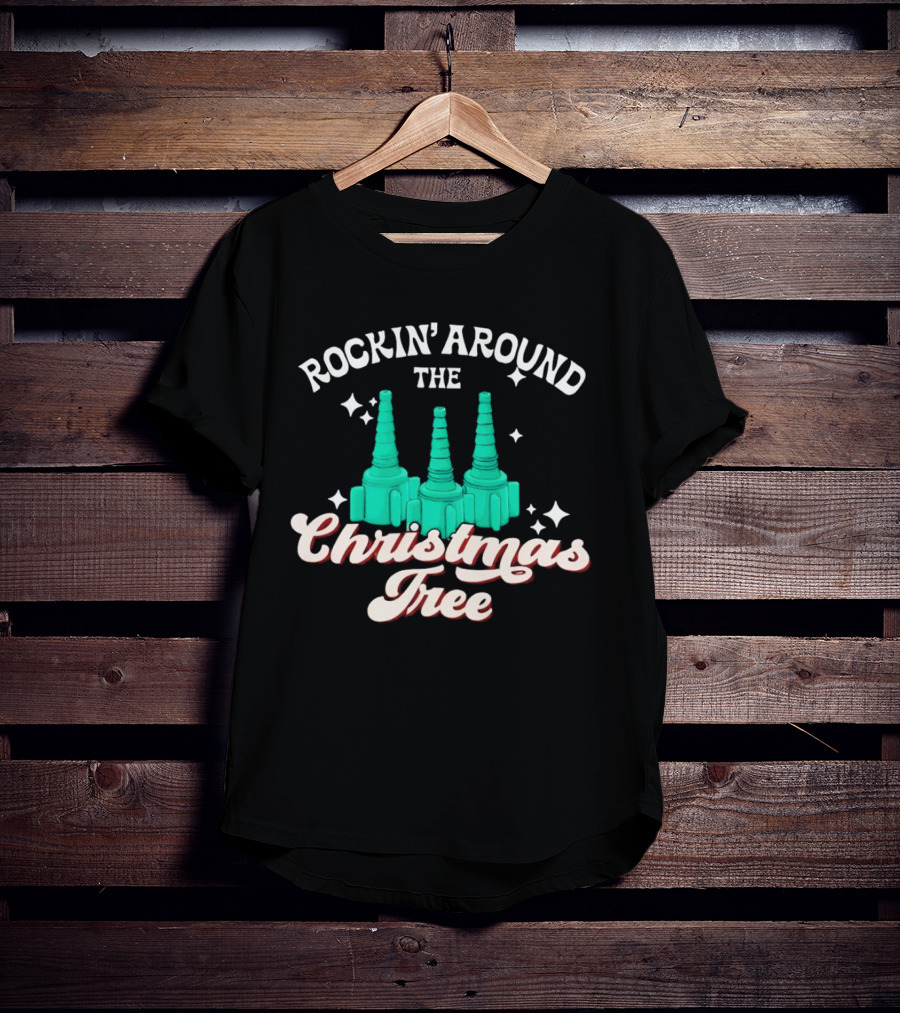 Rockin’ Around The Christmas Tree With Stylized Turquoise Towers T-Shirt