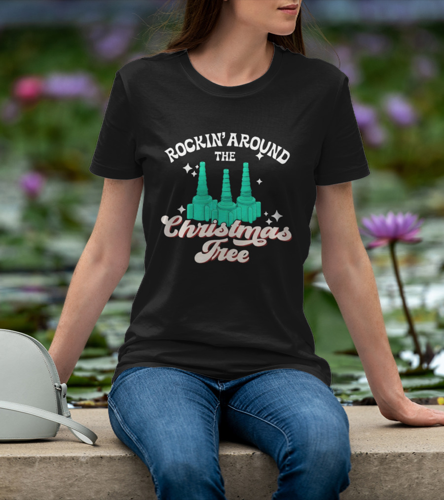 Rockin’ Around The Christmas Tree With Stylized Turquoise Towers T-Shirt