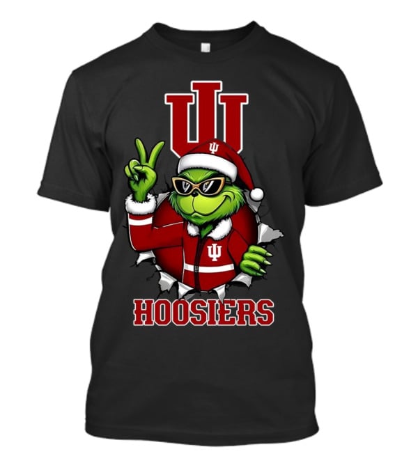 Grinch Indiana Hoosiers Christmas IU Santa T-Shirt