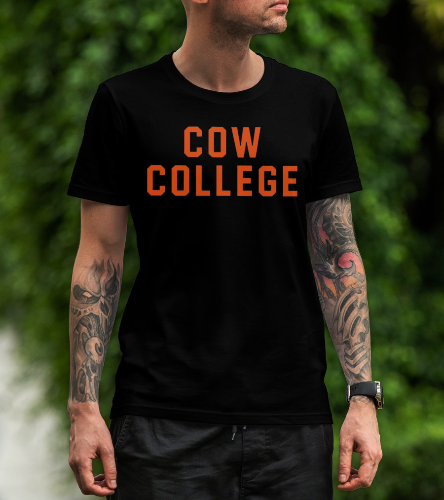 Cow College Bold Orange Text T-Shirt