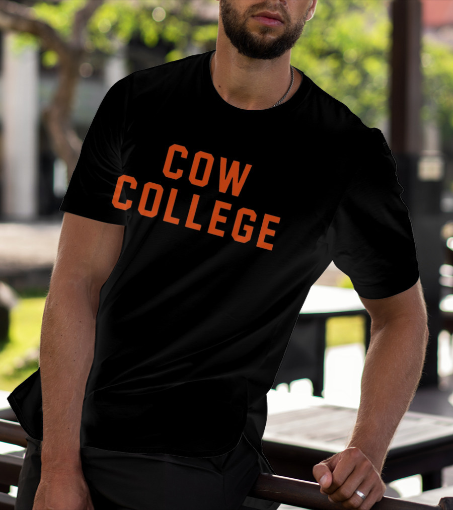 Cow College Bold Orange Text T-Shirt