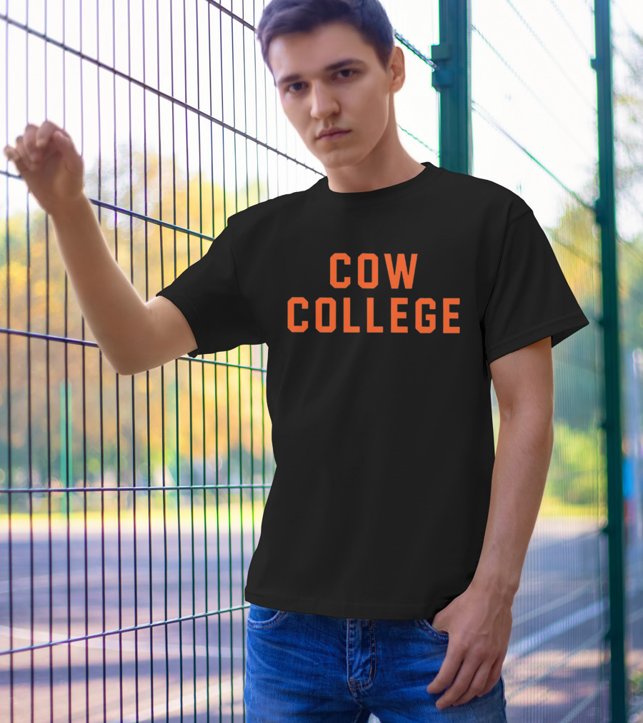 Cow College Bold Orange Text T-Shirt