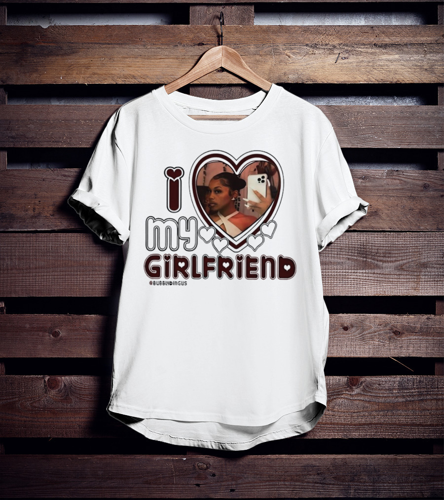 I Love My Girlfriend Heart Photo Bubblydingus T-Shirt