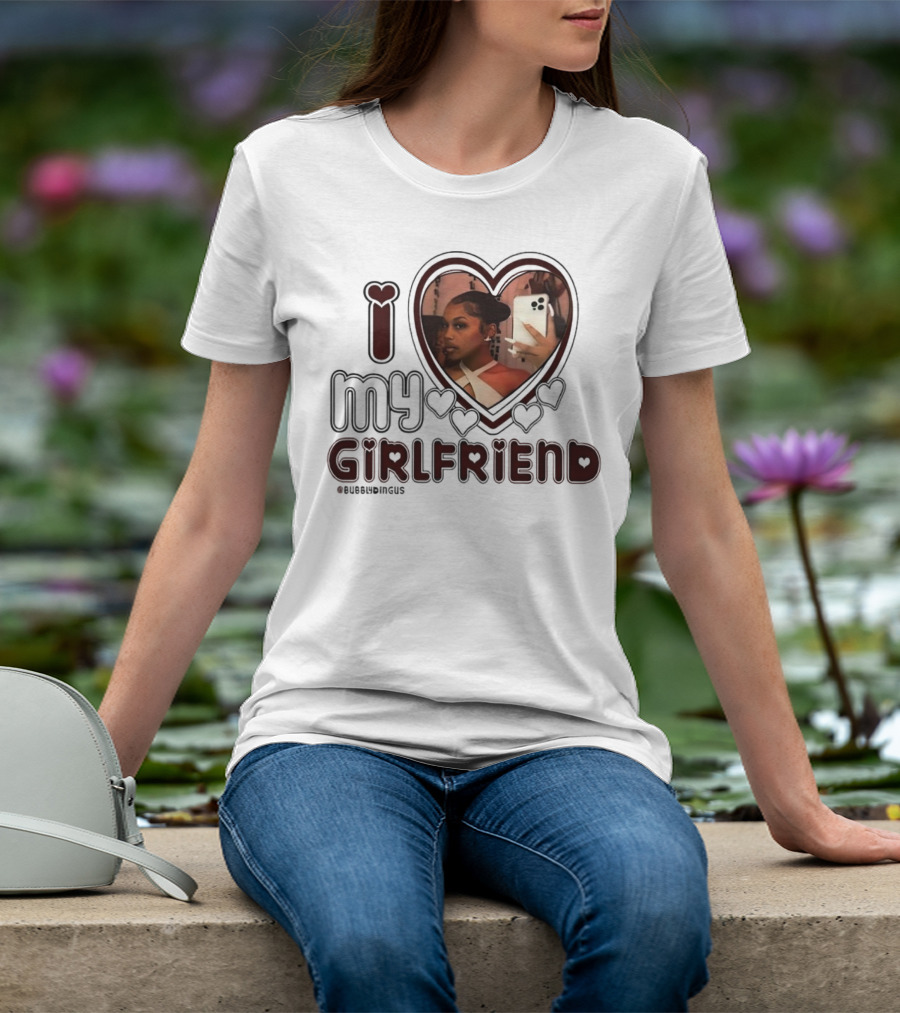 I Love My Girlfriend Heart Photo Bubblydingus T-Shirt
