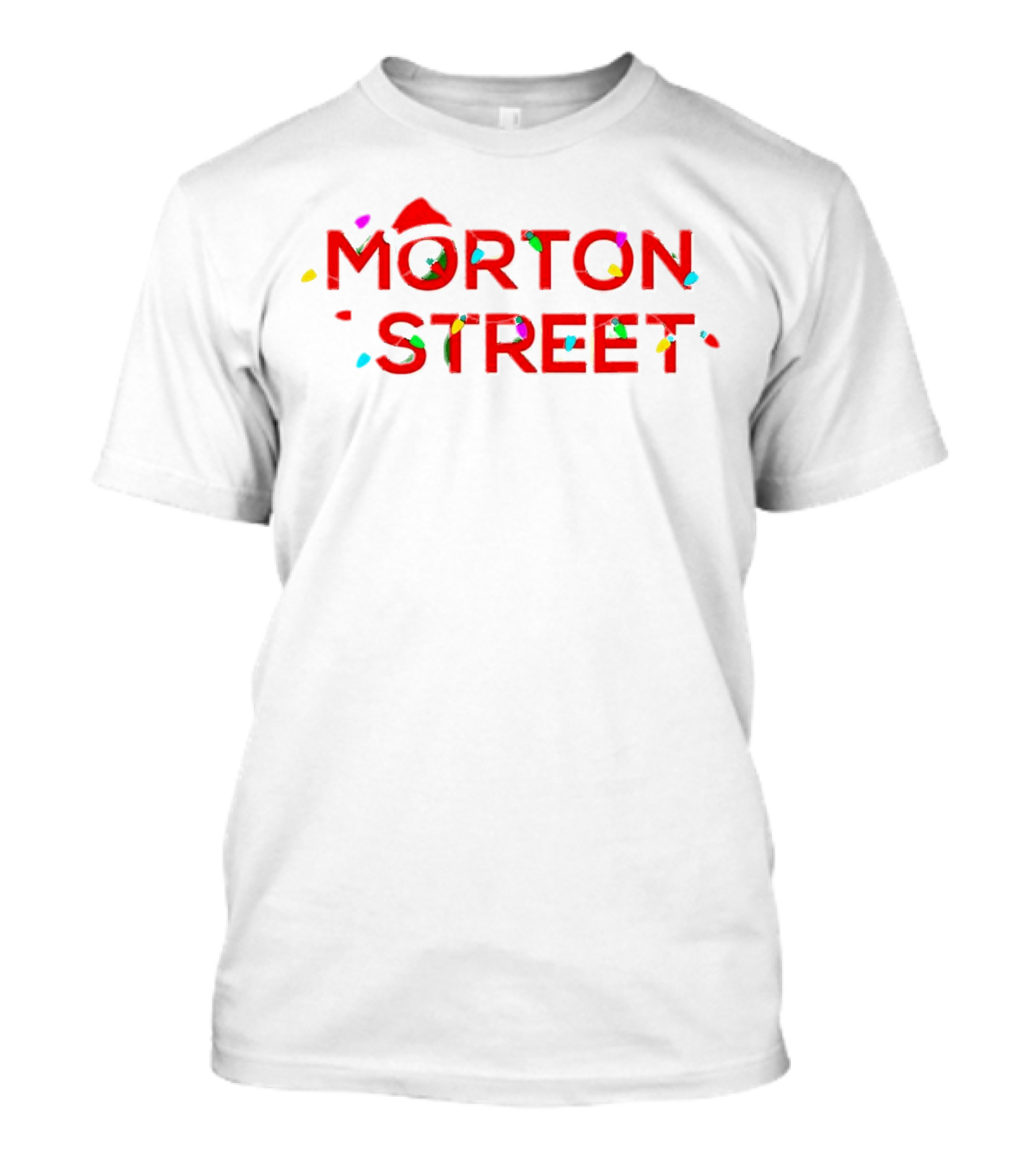 Morton Street Christmas Lights And Santa Hat T-Shirt