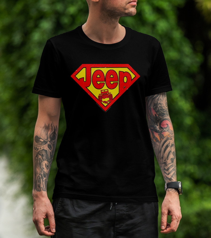 Jeep Super Red Yellow Emblem Superman Style 4x4 Off-Road T-Shirt