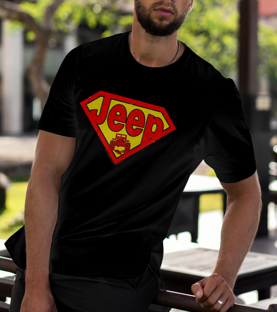 Jeep Super Red Yellow Emblem Superman Style 4x4 Off-Road T-Shirt