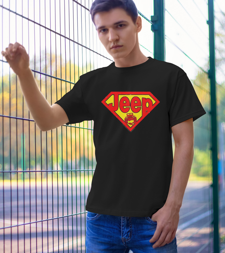 Jeep Super Red Yellow Emblem Superman Style 4x4 Off-Road T-Shirt