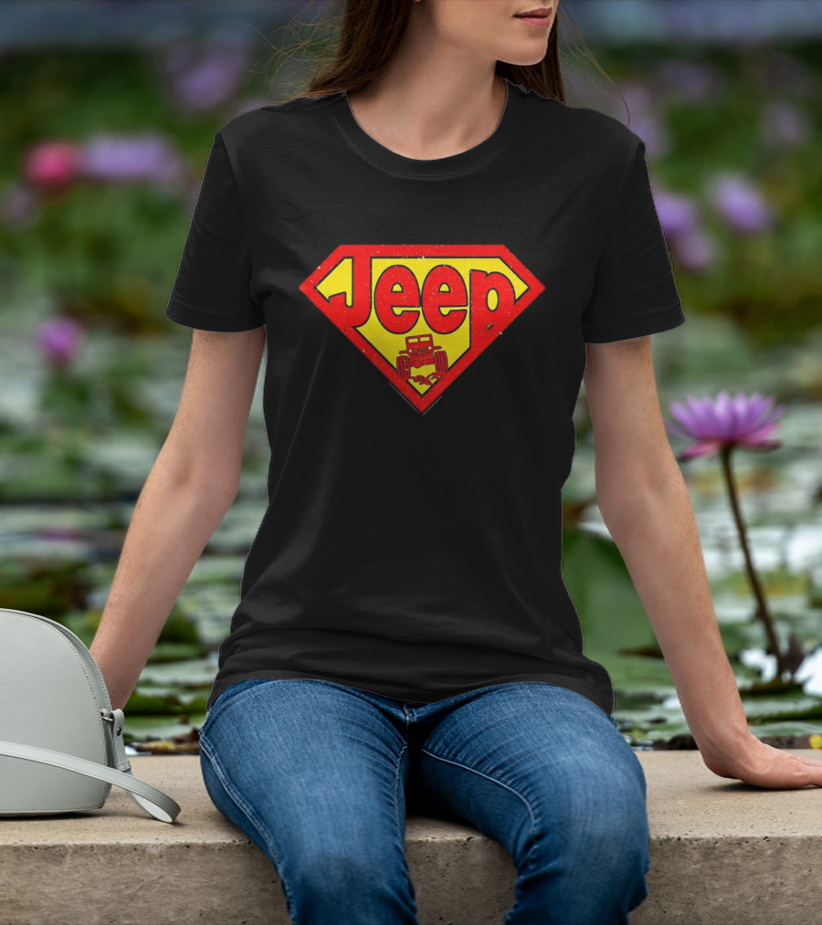 Jeep Super Red Yellow Emblem Superman Style 4x4 Off-Road T-Shirt