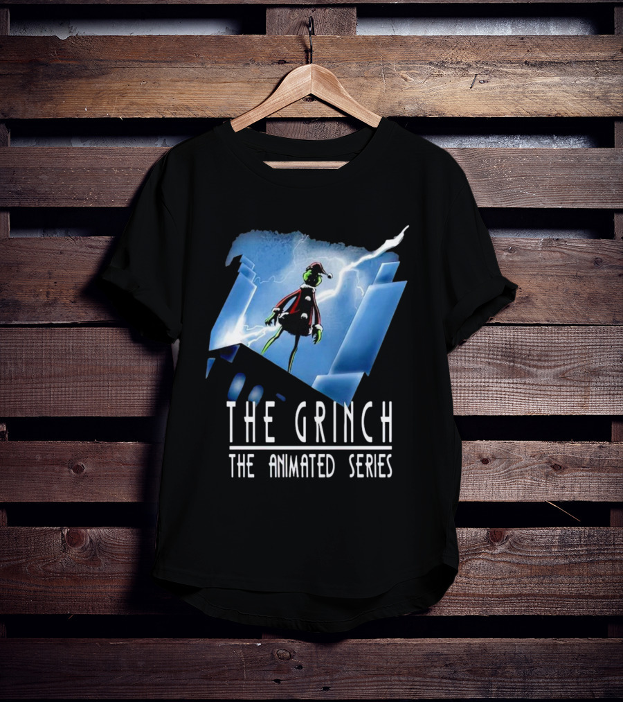 The Grinch Striking Pose Under Lightning In The Animated Series T-Shirt