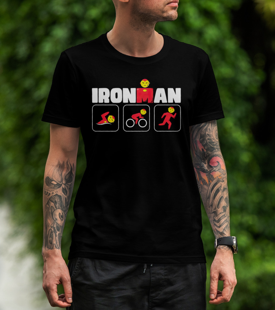IRON MAN Triathlon Swim Bike Run Emoji Icons T-Shirt