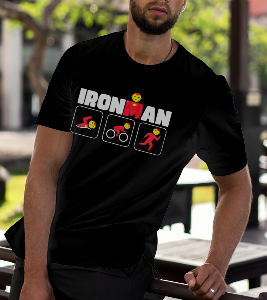 IRON MAN Triathlon Swim Bike Run Emoji Icons T-Shirt