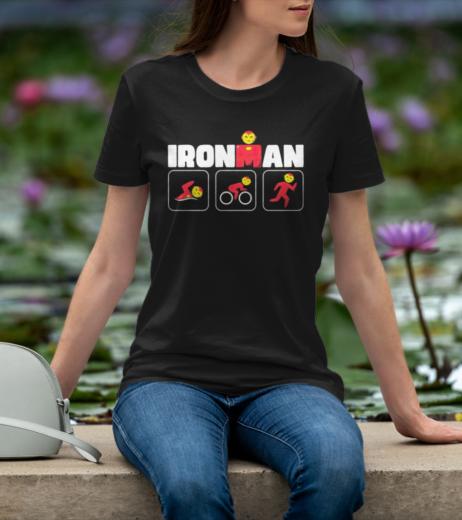 IRON MAN Triathlon Swim Bike Run Emoji Icons T-Shirt