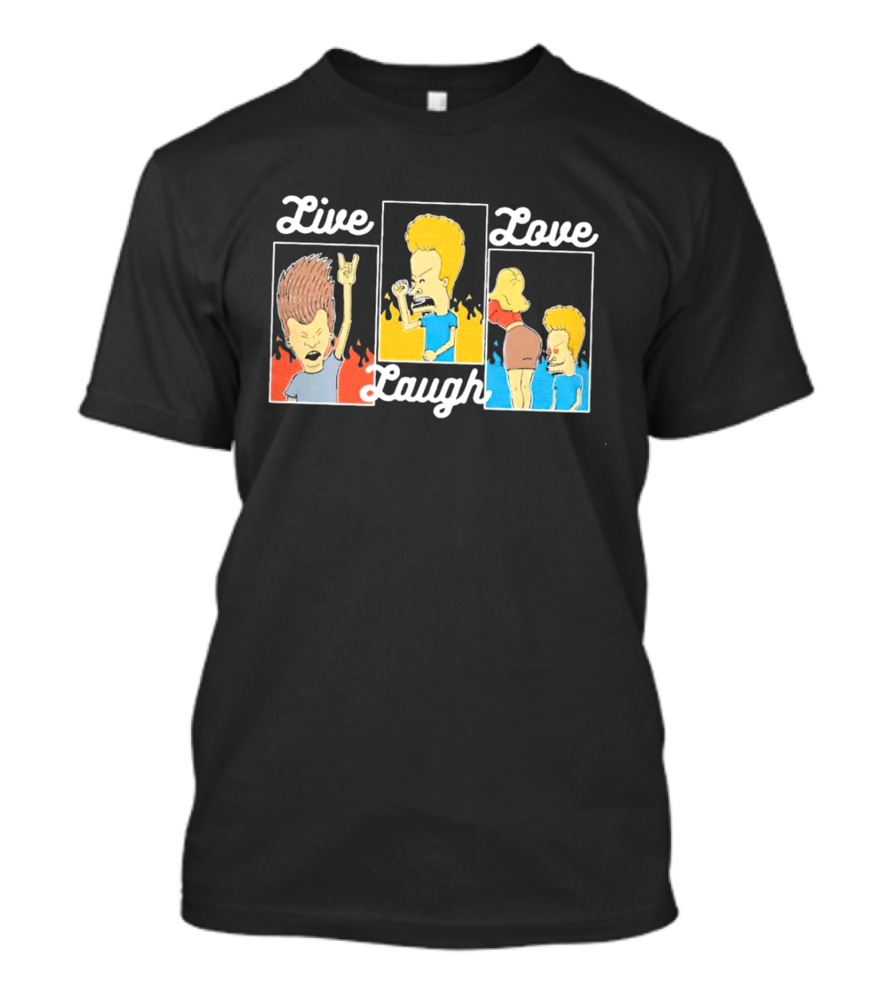 Live Laugh Love Beavis And Butt-Head Rock Band Comedy T-Shirt