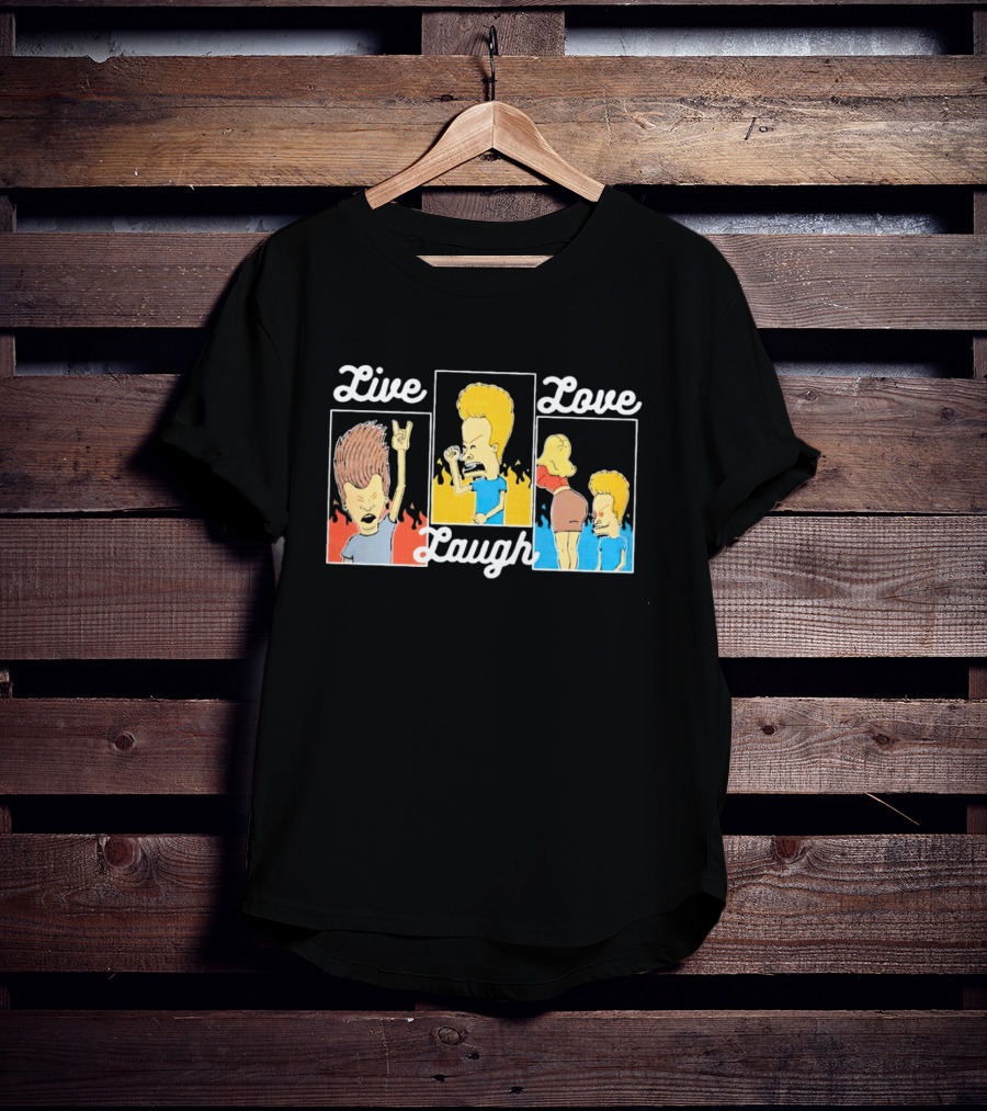 Live Laugh Love Beavis And Butt-Head Rock Band Comedy T-Shirt