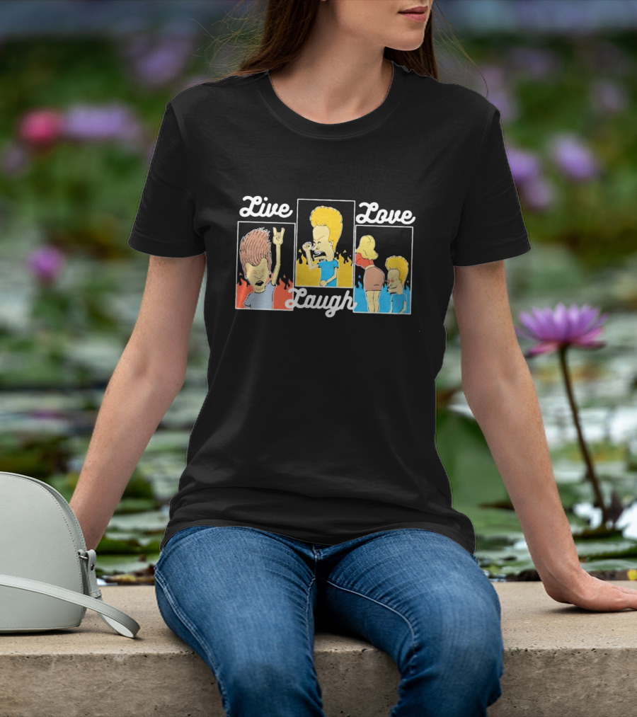 Live Laugh Love Beavis And Butt-Head Rock Band Comedy T-Shirt