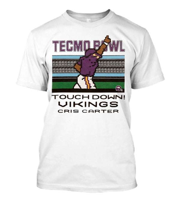 Tecmo Bowl Touch Down Vikings Cris Carter Retro Pixel T-Shirt