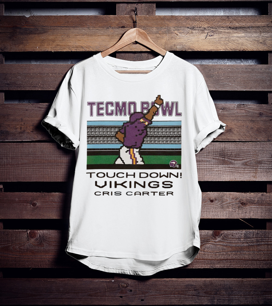 Tecmo Bowl Touch Down Vikings Cris Carter Retro Pixel T-Shirt