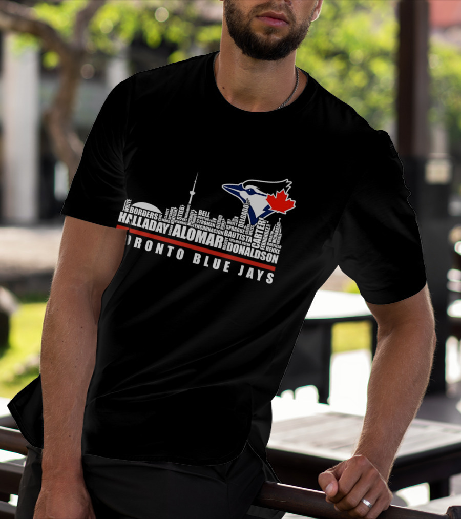 Toronto Blue Jays Skyline Names Halladay Alomar Carter Donaldson Toronto City T-Shirt