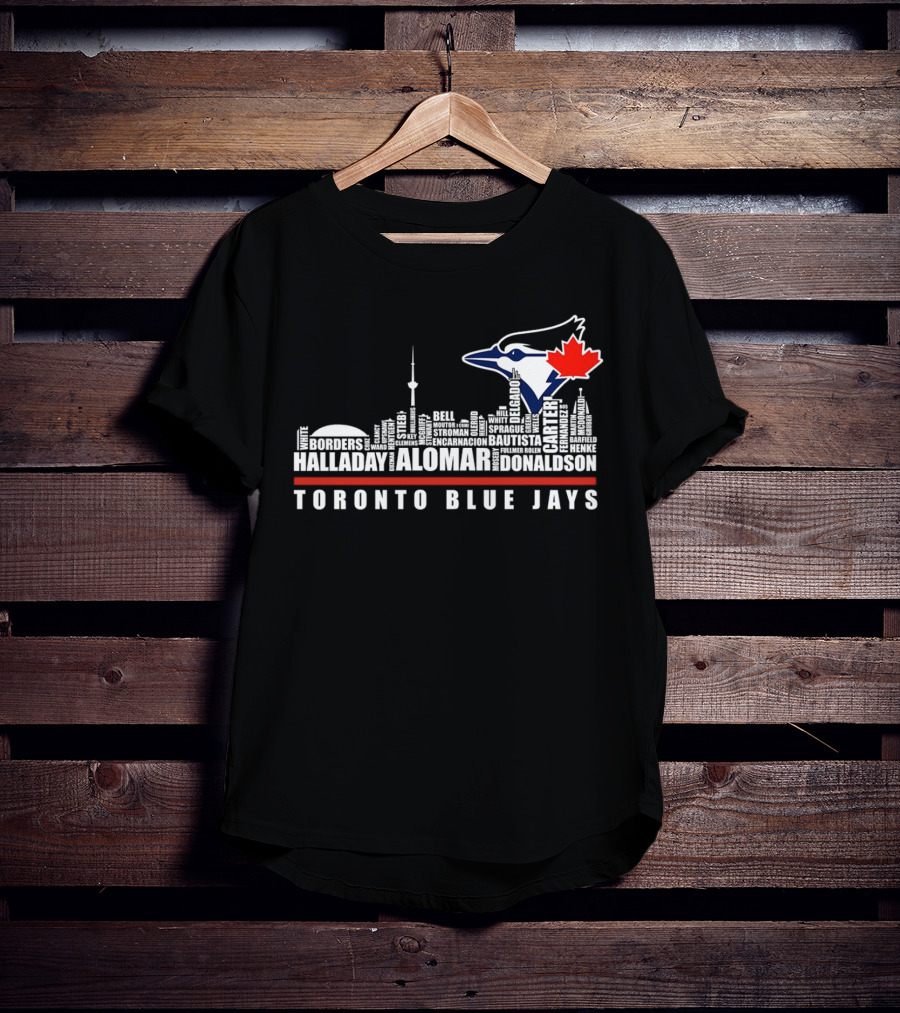 Toronto Blue Jays Skyline Names Halladay Alomar Carter Donaldson Toronto City T-Shirt