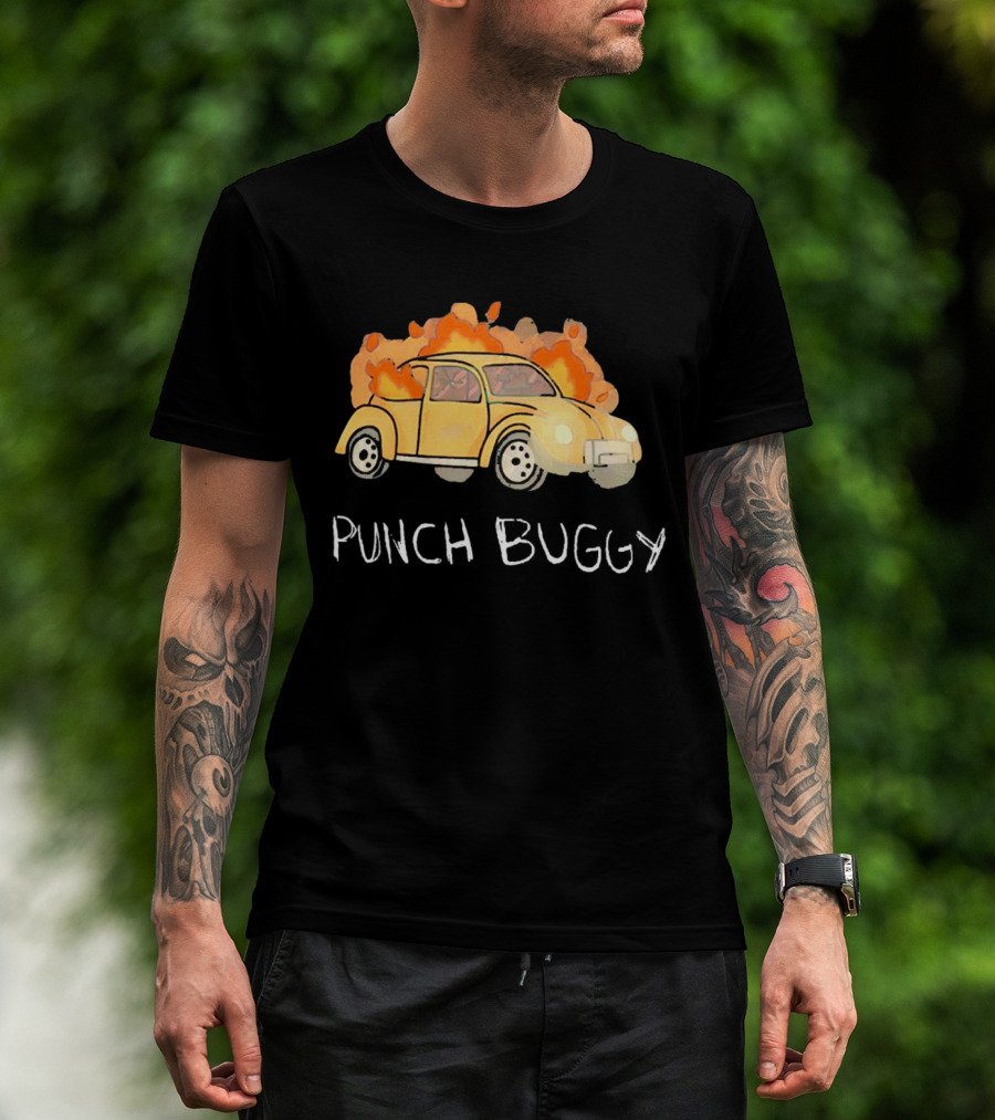 Punch Buggy Car On Fire Iconic Flames Image T-Shirt