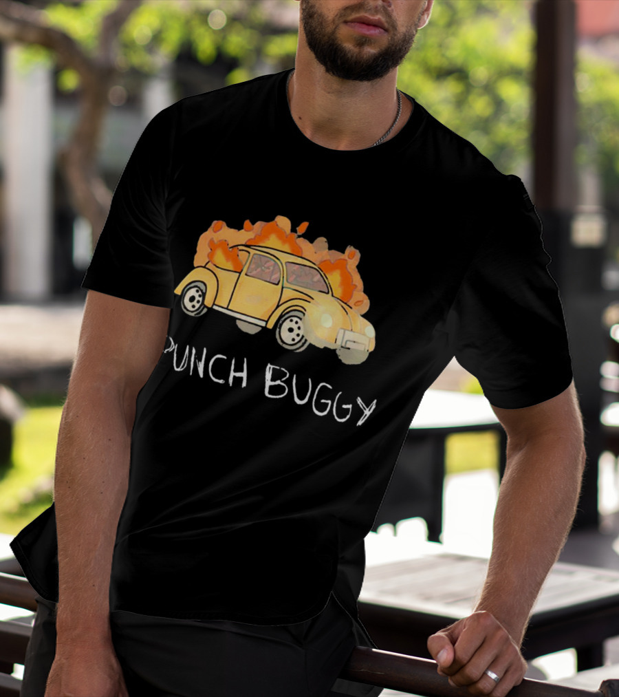 Punch Buggy Car On Fire Iconic Flames Image T-Shirt
