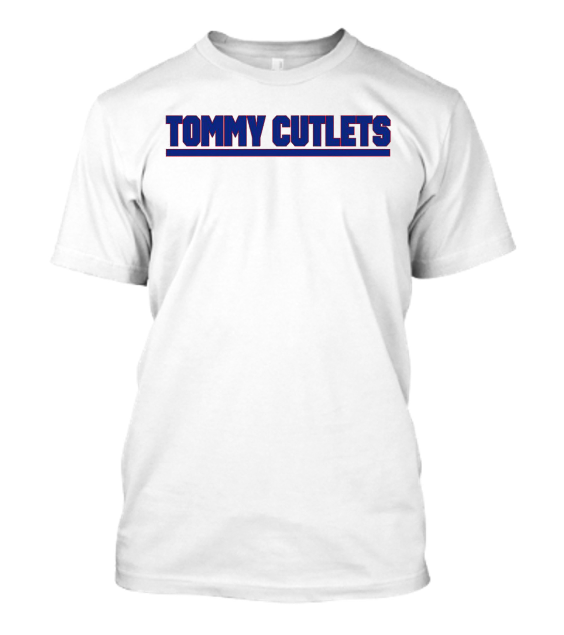Tommy Cutlets New York Style Font Bold Blue T-Shirt