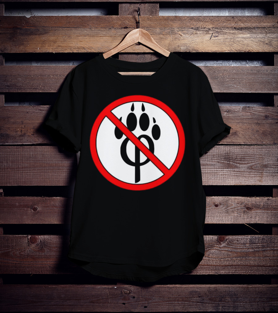 Anti Furry Paw Symbol With Red Prohibition Circle T-Shirt